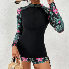 Women's Long Sleeve Surfing Swimsuit – 2-Piece Sporty Tankini Swimwear Set
