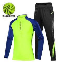 Kids’ Football Tracksuit – Warm Fleece Long Sleeve Soccer Sportswear Set with Sweatshirt & Jogging Jacket for Boys