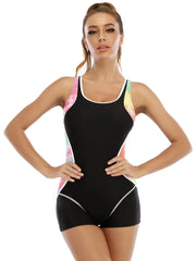 Plus Size One-Piece Sport Swimsuit – Women's Patchwork Professional Surfing Swimwear