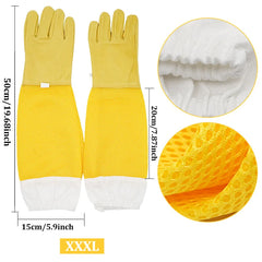 Beekeeper Gloves with Protective Sleeves – Ventilated & Professional Anti-Bee Gloves for Apiculture and Beehive Handling