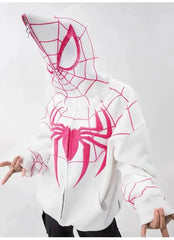 Gothic Y2k Anime Embroidery Zipper Spider Hoodies Men Sweatshirt Clothes Harajuku Oversize Hip Hop Long Sleeve Hoodie Men Women