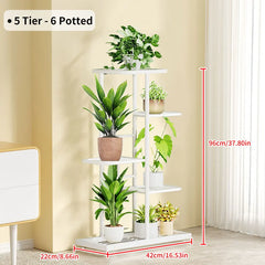 Iron Plant Holder & Flower Stand Rack - Home Garden Storage Shelf for Pots & Decor