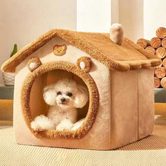 Cartoon House Pet Bed – Arctic Fleece & Plush, Removable & Washable, Ideal for Cats & Small Dogs
