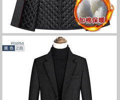 2024 Autumn and Winter Boutique Woolen Black Gray Classic Solid Color Thick Warm Men's Extra Long Wool Trench Coat Male Jacket