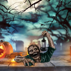 Halloween Zombie Crawling Horror Decor,Scary Zombie Holding Lantern Outdoor Figurine Garden Yard Decorations Haunted House Props