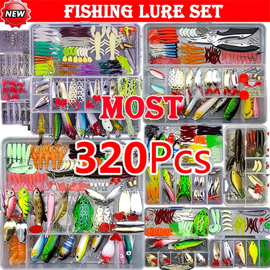 Fishing Lure Kit – Soft & Hard Bait Set | Minnow, Metal Jig, Spoon, Crankbait for Bass & Pike | Tackle Accessories with Box