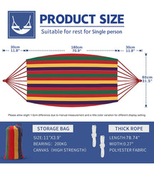 WESTTUNE Outdoor Canvas Hammock | Camping Swing with Tree Ropes | 200kg Load-Bearing for Garden, Patio & Backyard