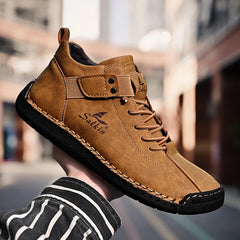 Handmade Leather Men’s Casual Sneakers – Breathable Ankle Boots for Outdoor Style & Comfort