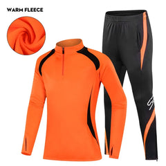 Kids’ Football Tracksuit – Warm Fleece Long Sleeve Soccer Sportswear Set with Sweatshirt & Jogging Jacket for Boys