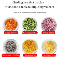 Commercial Electric Vegetable Dicer & Slicer – 5-Blade Food Processor for Cubing, Strips & Slices of Potatoes, Carrots & Fruits