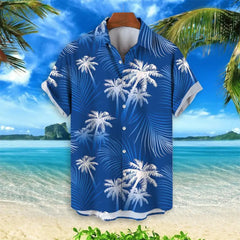 Summer Animal Crane Men's Hawaiian Shirt – 3D Plant & Flower Print Beach Shirt, Plus Size up to 5XL