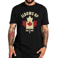 Elbows Up Canada" T-Shirt – Retro Canada Not the 51st State, Proud Canadian Gift, 100% Cotton Unisex Tee