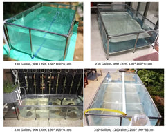 Vokanda Mini Complete Aquarium - 160 Gallon (610L) Betta & Koi Fish Tank, 3.3' x 3.3' x 2'