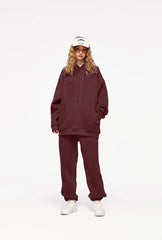 INFLATION 350gsm Thick Velvet Tracksuit – Unisex Solid Color Jogging Suit | 2023 Trendy Matching Fleece Sweatpants & Hoodie Set