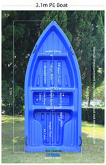 3.1m Hard PE Plastic Motor Boat Hold for 4 Adults CE certificate Double Deck for Lake Fishing, Leisure, Patrol, Aquaculture