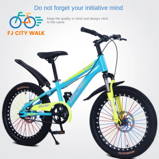 FJ&BDF 20-Inch Children's Mountain Bike – High Carbon Steel Frame, Lightweight with Shock Absorber & Double Disc Brakes | Outdoor Kids Bicycle
