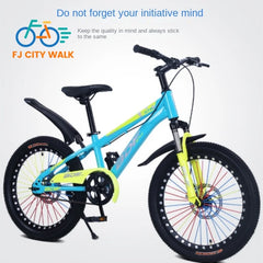 FJ&BDF 20-Inch Children's Mountain Bike – High Carbon Steel Frame, Lightweight with Shock Absorber & Double Disc Brakes | Outdoor Kids Bicycle