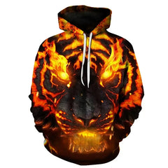 Vintage Tiger Men's Hoodie 3d Print Tops Fashion Animal Tiger Graphics Long Sleeve Hoodie Men Oversized Streetwear Tops Tees