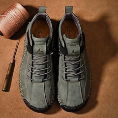 Handmade Leather Men’s Casual Sneakers – Breathable Ankle Boots for Outdoor Style & Comfort