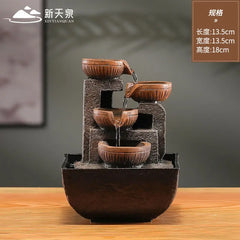 Lucky Automatic Water Flow Ornament - Circulating Water Coffee Table Desktop Decor for Office & Living Room