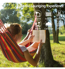 WESTTUNE Outdoor Canvas Hammock | Camping Swing with Tree Ropes | 200kg Load-Bearing for Garden, Patio & Backyard