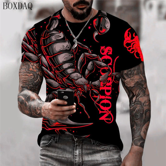 Men's Scorpion Graphic T-Shirt – 3D Animal Print Short Sleeve O-Neck Street Style Casual Top (Up to 6XL)