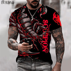 Men's Scorpion Graphic T-Shirt – 3D Animal Print Short Sleeve O-Neck Street Style Casual Top (Up to 6XL)