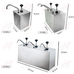 3.6L Stainless Steel Sauce Pump Dispenser | Commercial Kitchen Sauce Station | Ketchup & Black Pepper Sauce Dispenser