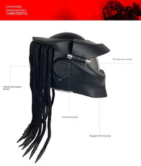 Iron Blood Warrior Predator Motorcycle Helmet – Personalized Full-Face Braid Helmet for Electric Motorbike | Casco de Moto