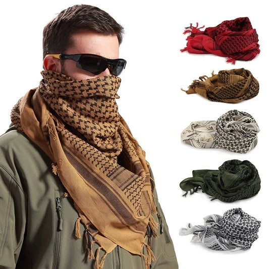 Unisex Tactical Arab Scarf – Lightweight Plaid Cycling Mask & Hijab Head Wrap for Men & Women (Spring/Summer)