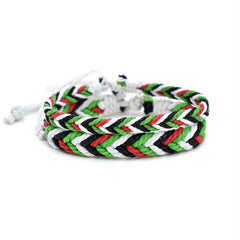 Geometric Polka Dot Palestine Bracelet – Multicolor Handwoven Arabic Style Gaza Flag Jewelry for Men & Women
