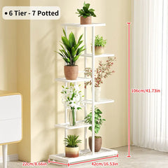 Iron Plant Holder & Flower Stand Rack - Home Garden Storage Shelf for Pots & Decor