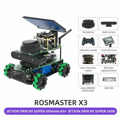 ROSMASTER X3 ROS2 Smart Car Kit – AI Robot with Mecanum Wheels, Lidar, Depth Camera, Voice Control | Compatible with Jetson Nano, Orin NX/Nano SUPER, Raspberry Pi 5