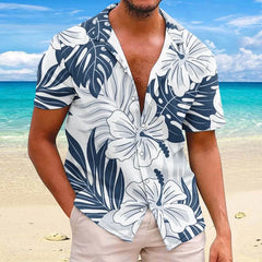 Summer Animal Crane Men's Hawaiian Shirt – 3D Plant & Flower Print Beach Shirt, Plus Size up to 5XL