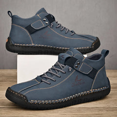 Handmade Leather Men’s Casual Sneakers – Breathable Ankle Boots for Outdoor Style & Comfort