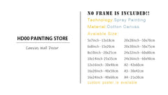 Chinese Style Golden Leaves & Deer Canvas Painting – Feng Shui Mountain Wall Art for Living Room (Unframed)