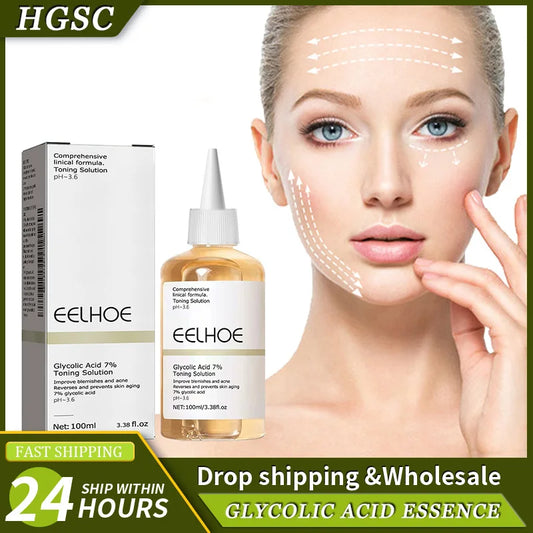 100ml Glycolic Acid Toning Solution – Acne Remover, Wrinkle Lifter & Firming Facial Toner for Glowing Skin