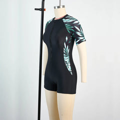 Women’s One-Piece Sports Bathing Suit – Monokini with Zipper | Sunscreen Surfing Swimwear & Beach Bodysuit for Ladies