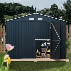 10X12X7.5 FT outdoor steel storage shed with lockable doors,perfect for garden, backyard, and terrace utilities and tool storage