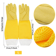 Beekeeper Gloves with Protective Sleeves – Ventilated & Professional Anti-Bee Gloves for Apiculture and Beehive Handling