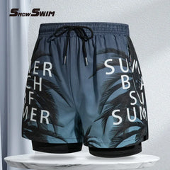 Double-Layer Swim Trunks for Men – Boxer Shorts with Anti-Embarrassment Lining | Professional Beach Pants & Adult Swim Gear