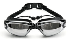 Men's Swimming Set – Flat Angle Swimming Trunks, Waterproof Quick-Drying Swim Shorts, Goggles & Swim Cap