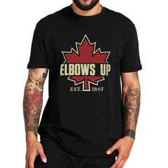 Elbows Up Canada" T-Shirt – Retro Canada Not the 51st State, Proud Canadian Gift, 100% Cotton Unisex Tee
