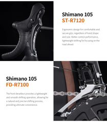 KOOTU Full Carbon Fiber Road Bike – Ultra-Light Pure Oil Disc Brake Bicycle with SHIMANO R7120 24-Speed Components | Performance Cycling for Adults