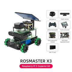 ROSMASTER X3 ROS2 Smart Car Kit – AI Robot with Mecanum Wheels, Lidar, Depth Camera, Voice Control | Compatible with Jetson Nano, Orin NX/Nano SUPER, Raspberry Pi 5