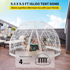 Garden Dome Igloo Tent 9.5 ft x 5.8 ft – Upgraded Transparent Greenhouse Dome with TPU Cover & Polyester Mesh for Outdoor Use
