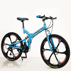 24/26-Inch MTB Folding Mountain Bike – Dual Disc Brakes, Full Suspension, Soft Tail Cross Country Bicycle | Variable Speed City Bike