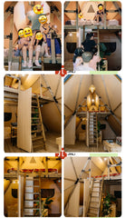 Triangular Double-Layer Oxford Tent – 2-Story Luxury Villa Cabin with Galvanized Frame | Rainproof & Anti-Light Glamping Tent for Outdoor Camping