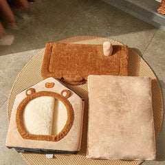 Cartoon House Pet Bed – Arctic Fleece & Plush, Removable & Washable, Ideal for Cats & Small Dogs