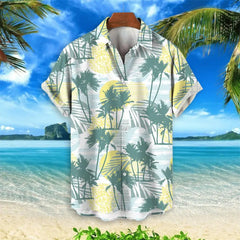 Summer Animal Crane Men's Hawaiian Shirt – 3D Plant & Flower Print Beach Shirt, Plus Size up to 5XL